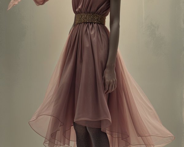 Stylish Mannequin in Soft Pink Dress and Accessories