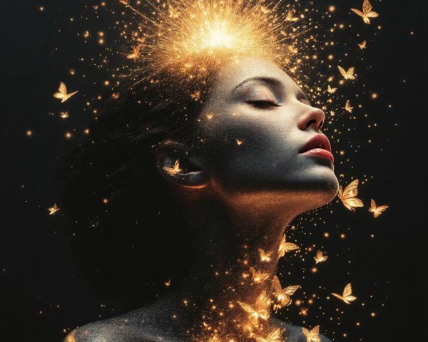 Photorealistic Portrait of a Woman with Golden Light