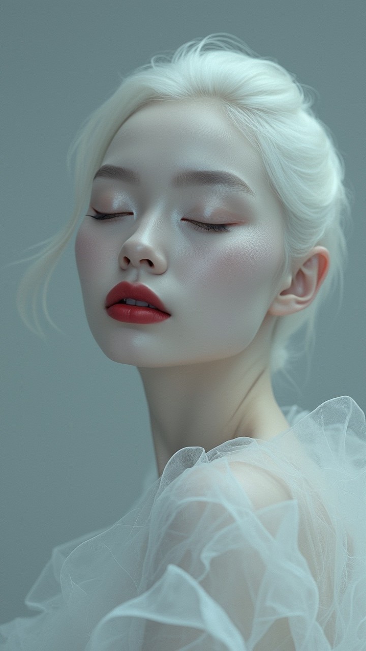 Serene Portrait of a Young Woman with Ethereal Aesthetic