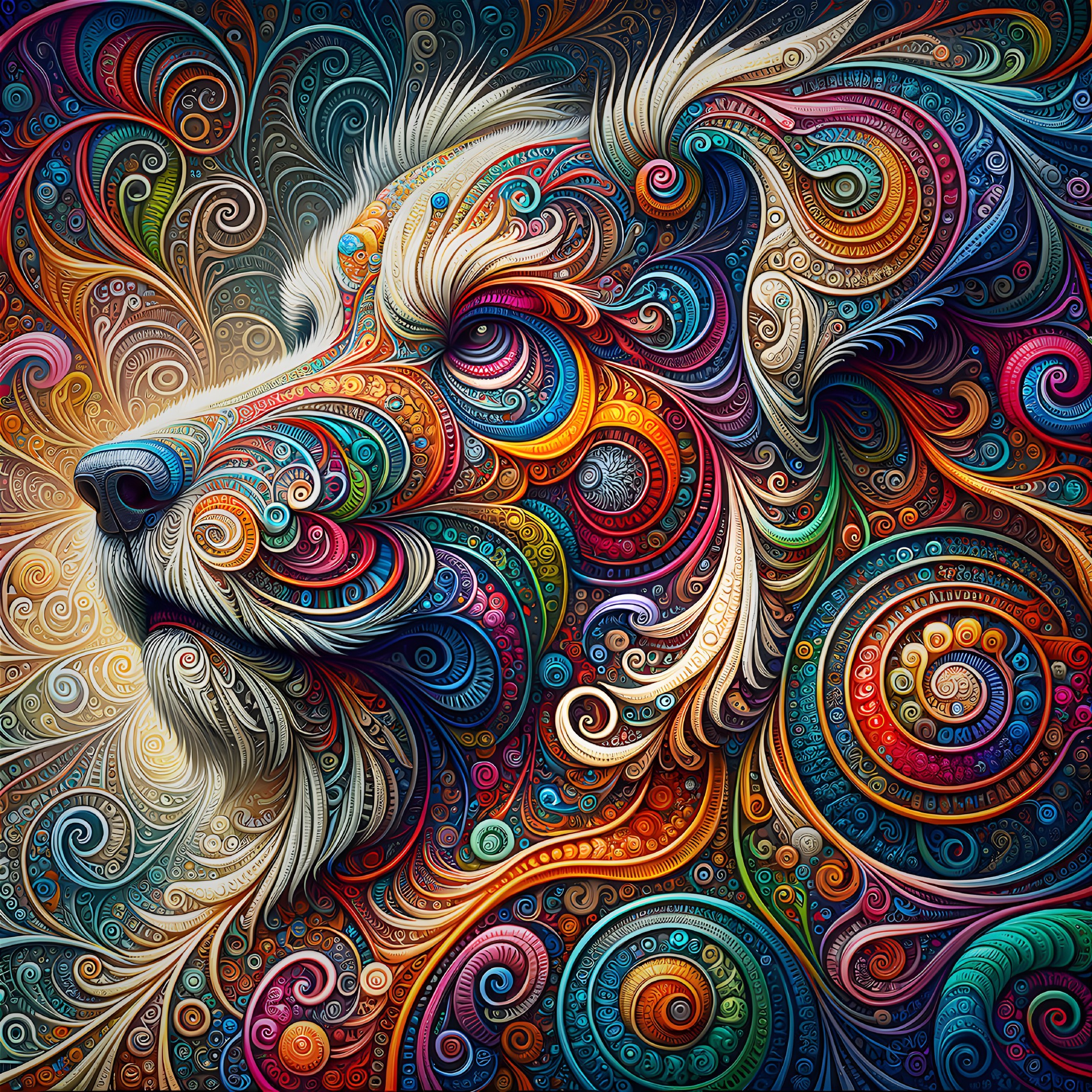 Colorful Abstract Design of a Dog's Head