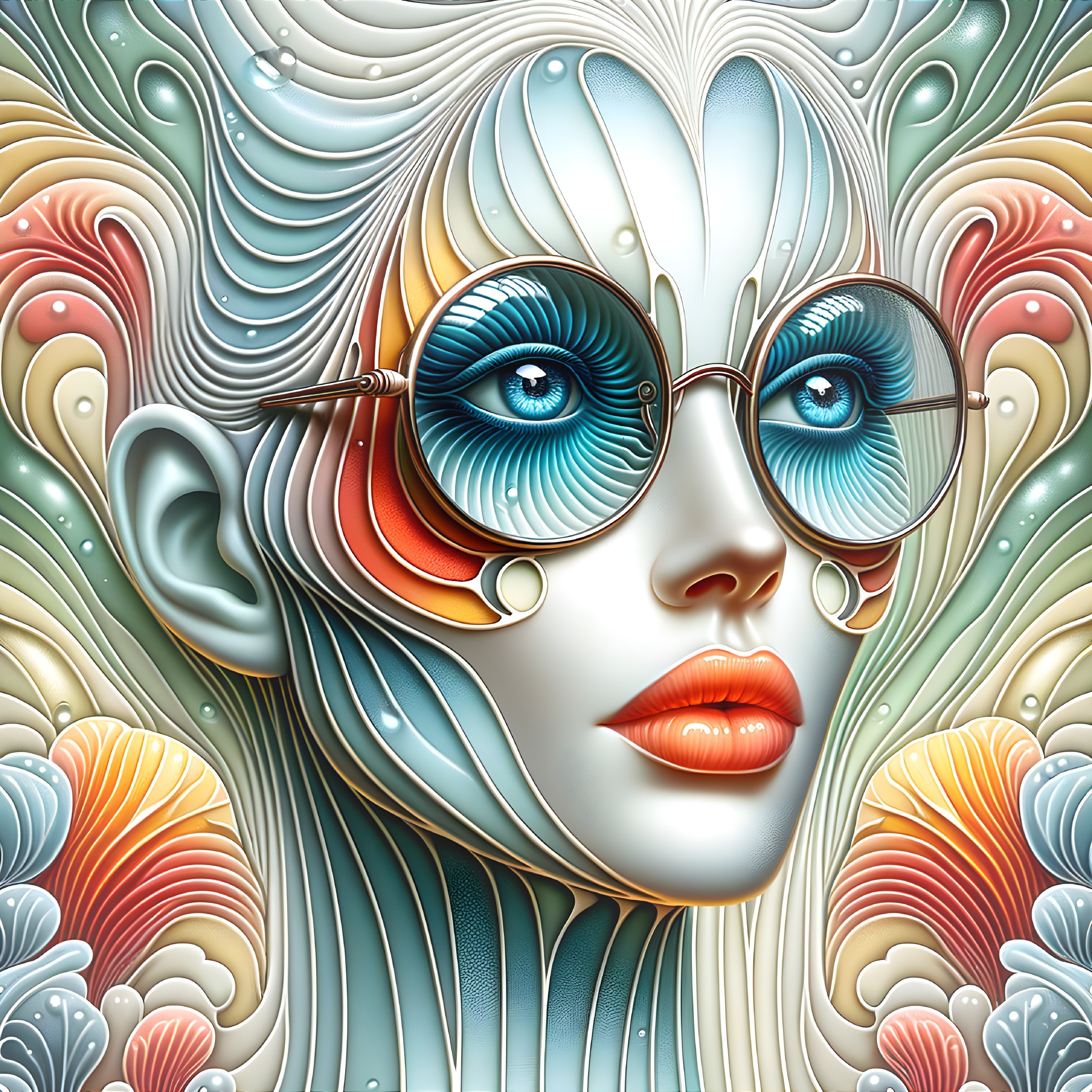 Futuristic Portrait of a Woman with Abstract Elements