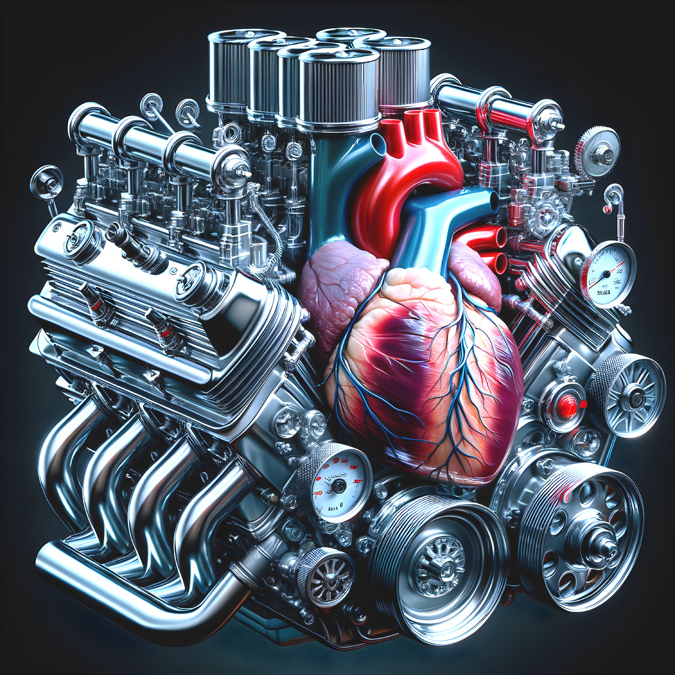 Mechanical Engine and Human Heart Fusion Design
