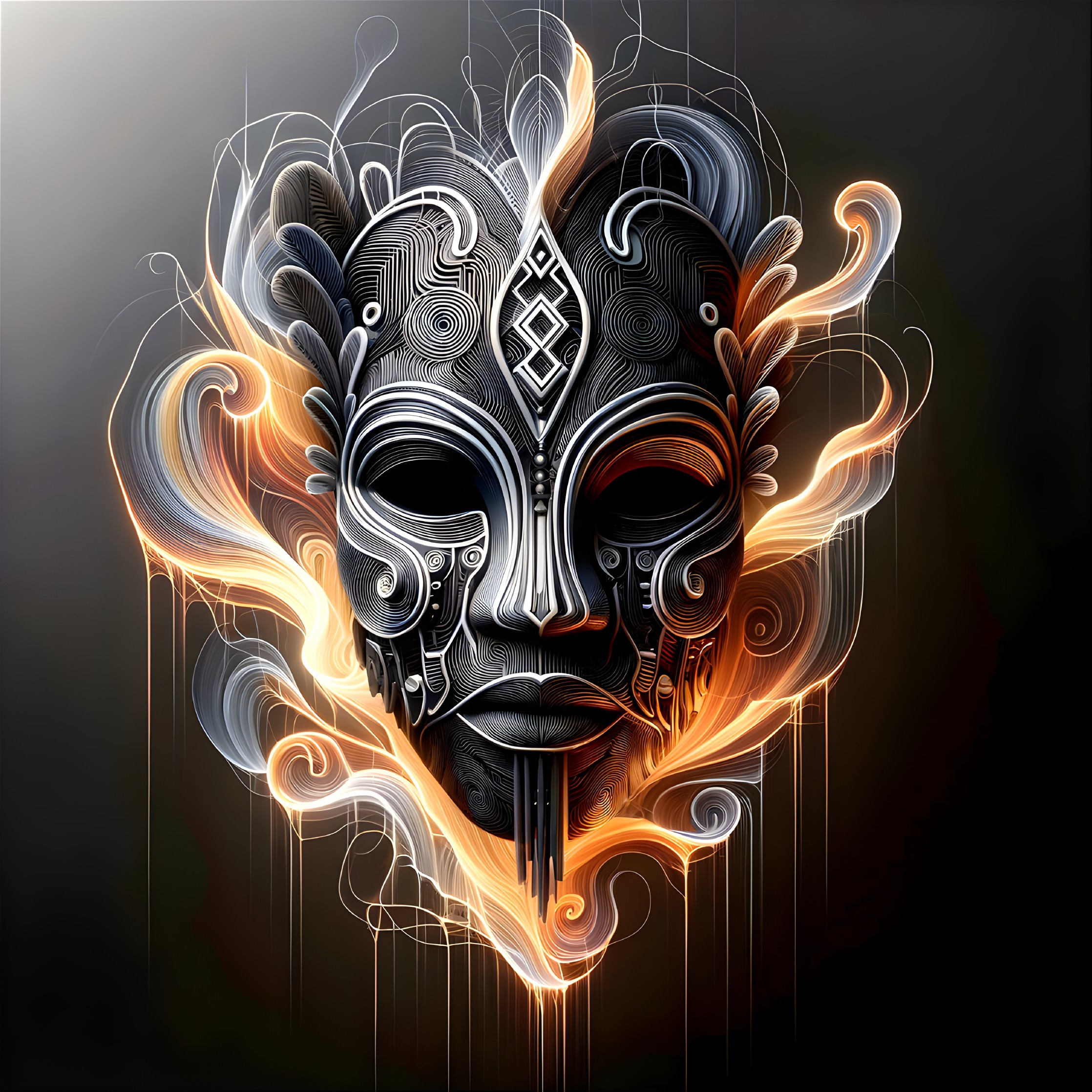 Intricately Designed Mask with Dark Metallic Tones