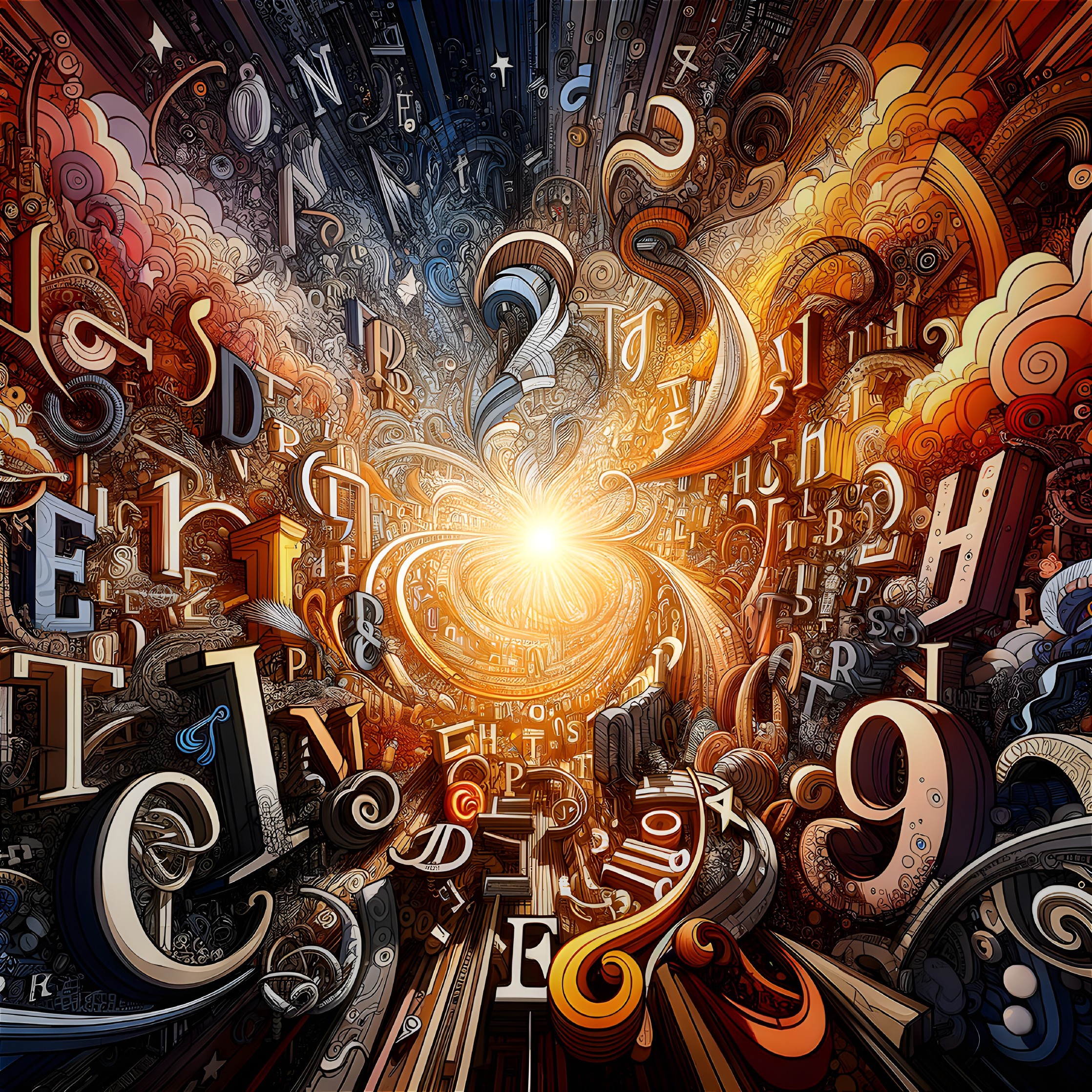 Swirling Letters and Numbers in Vibrant Colors
