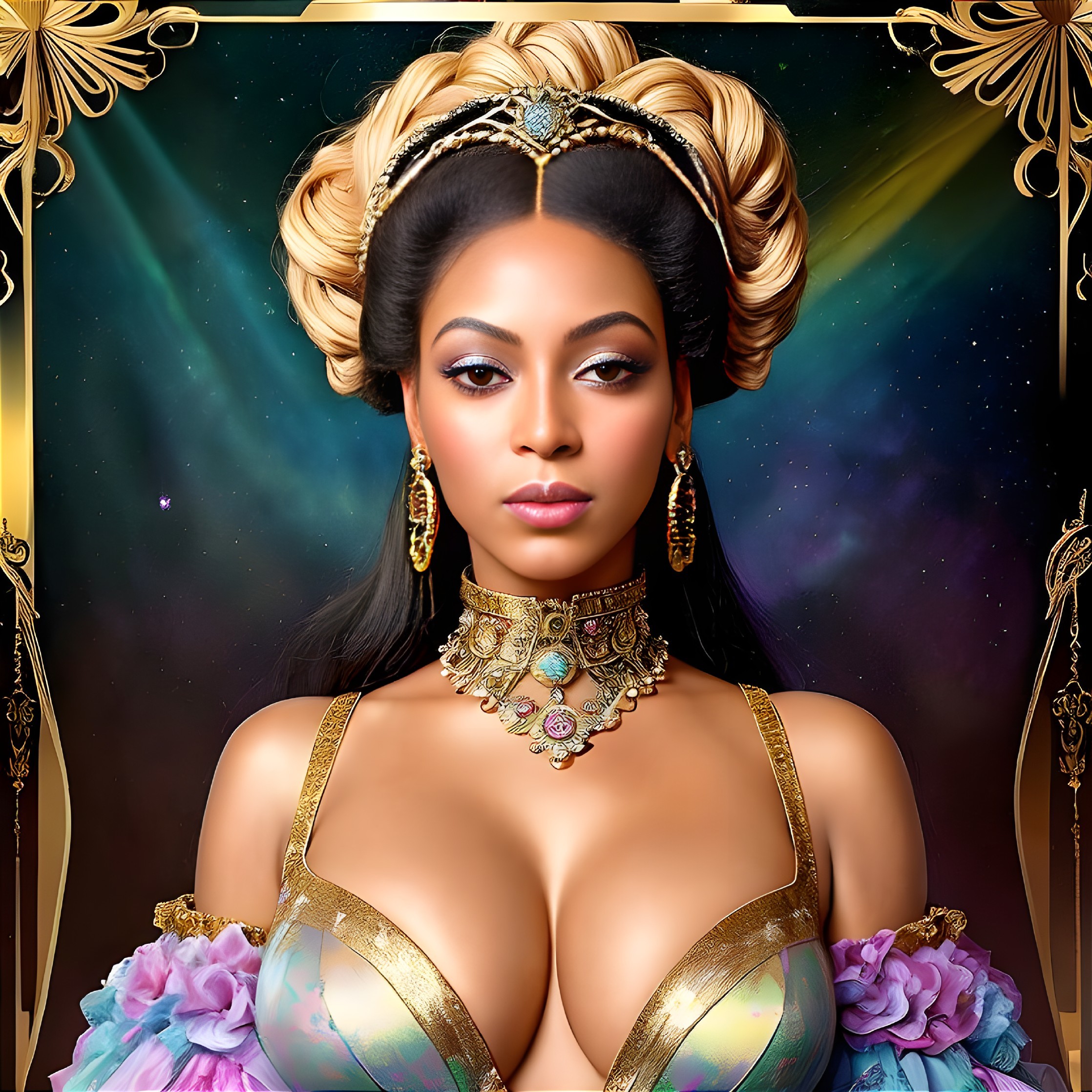 Illustrated Portrait of Woman with Regal Demeanor