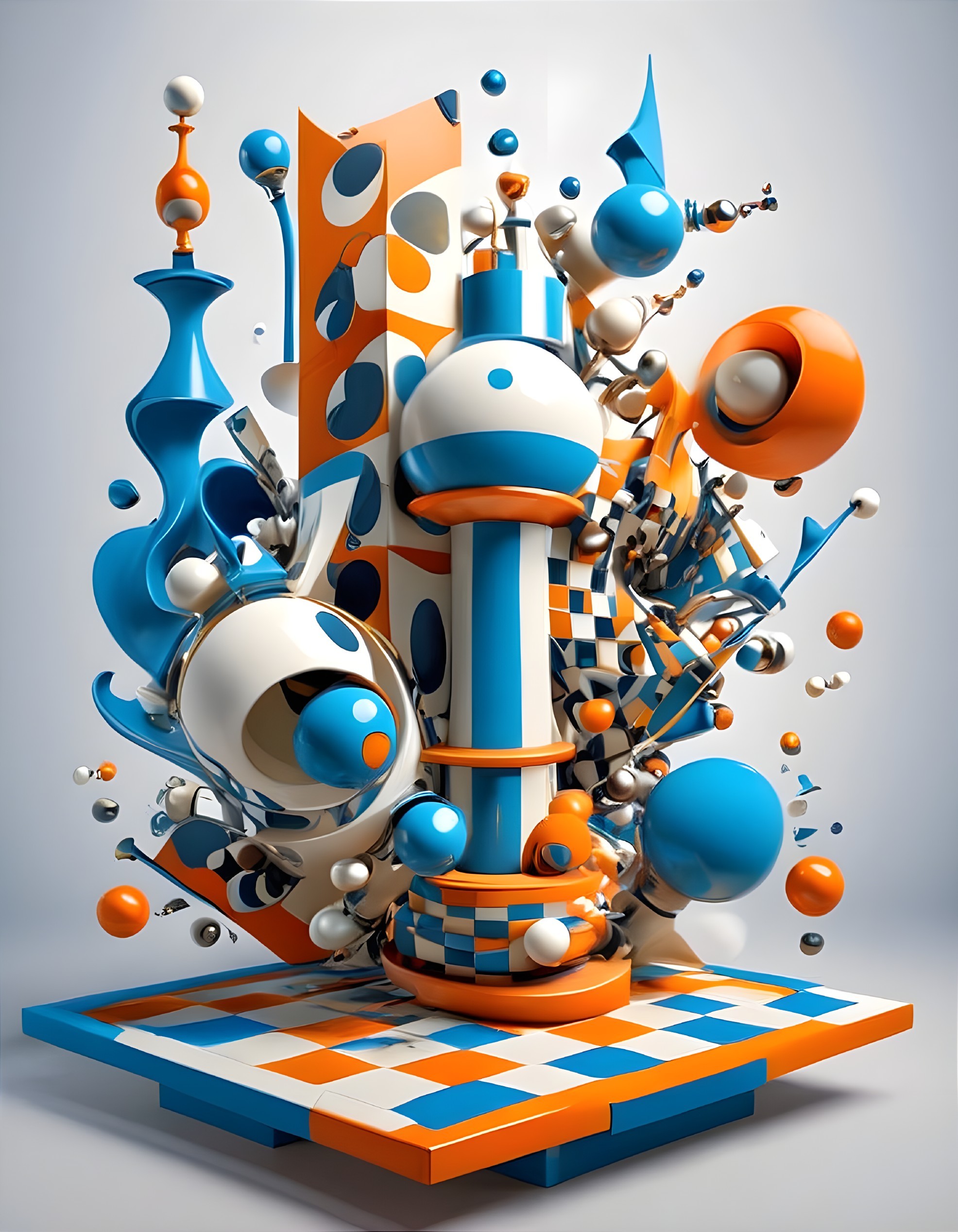 Vibrant Abstract Sculpture with Geometric Shapes