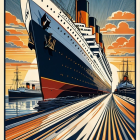 Vintage Ocean Liner Poster from 1929 with Bold Design