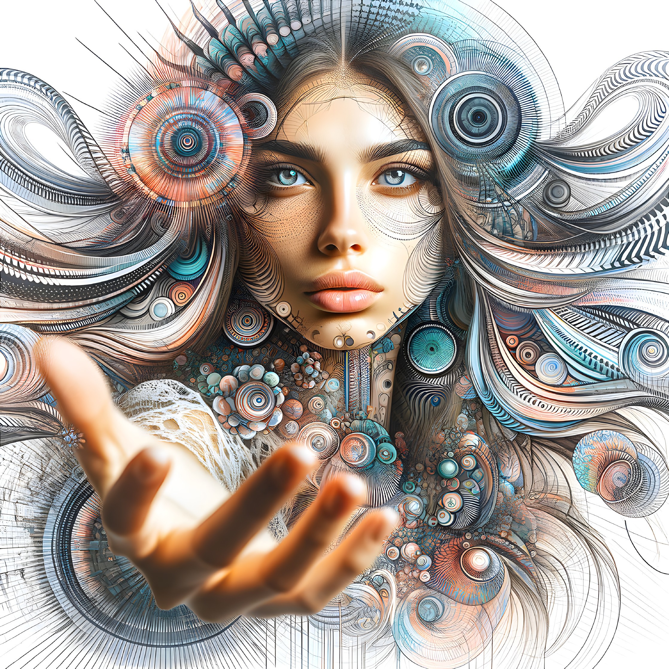 Ethereal Portrait of a Woman with Flowing Hair