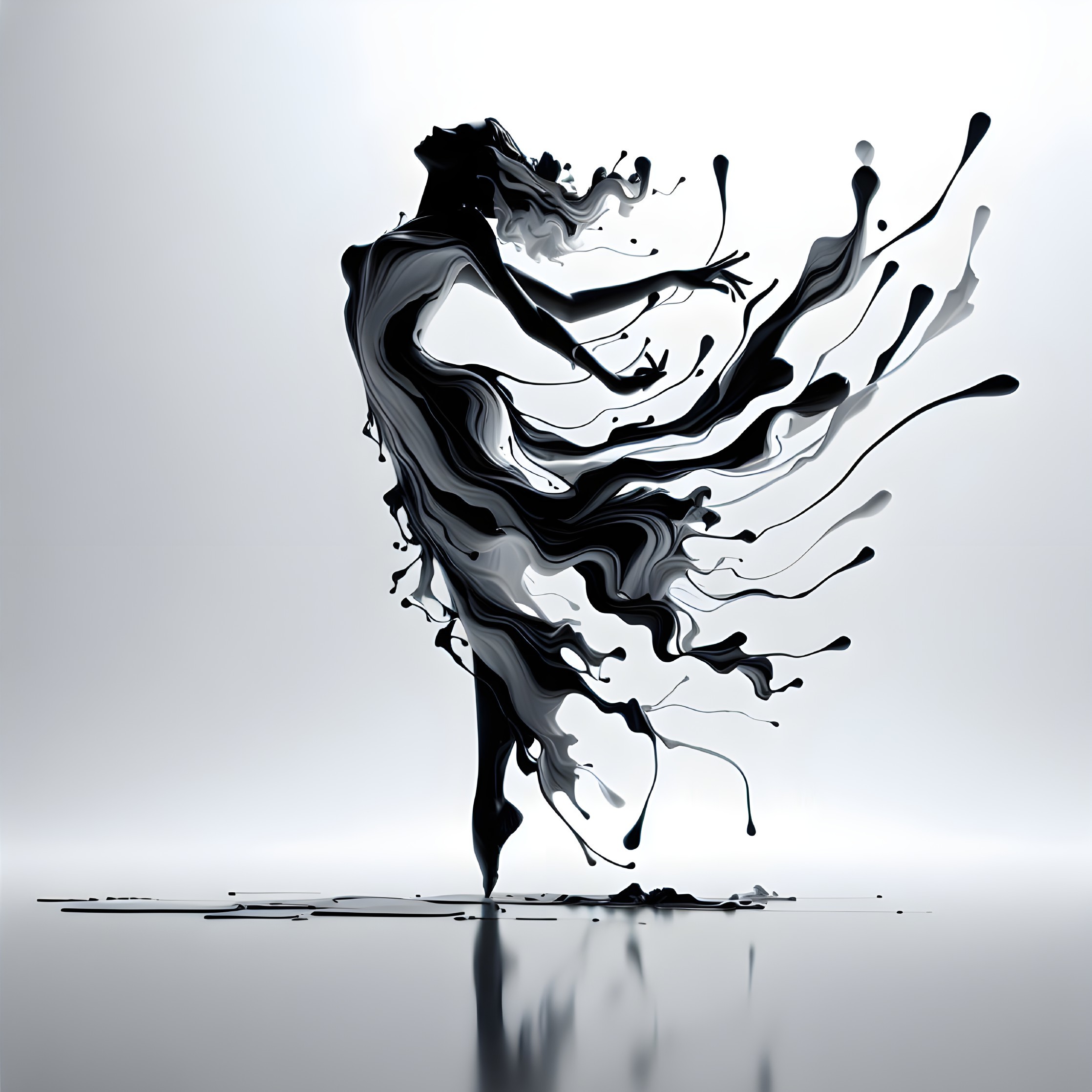 Abstract Elegance of a Fluid Woman's Silhouette