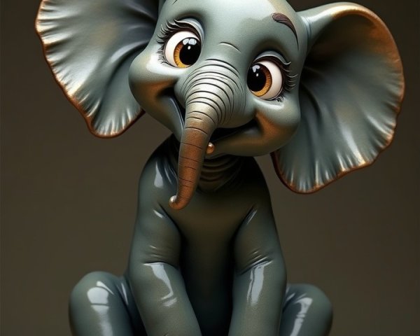 Playful Cartoon Elephant on Rocky Base with Charm