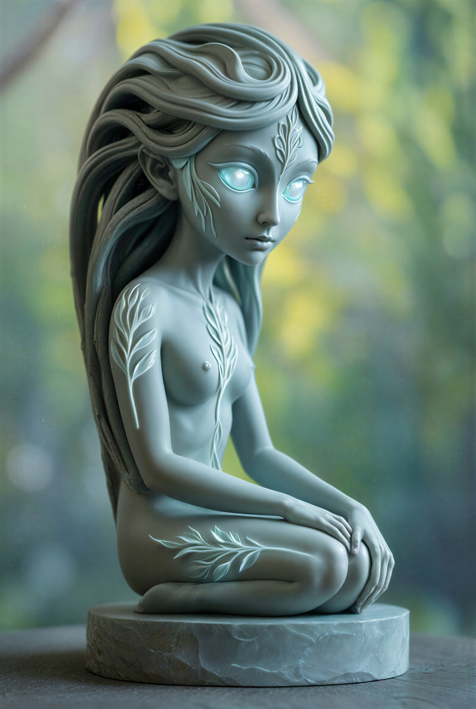 Serene Figurine of a Meditative Young Girl