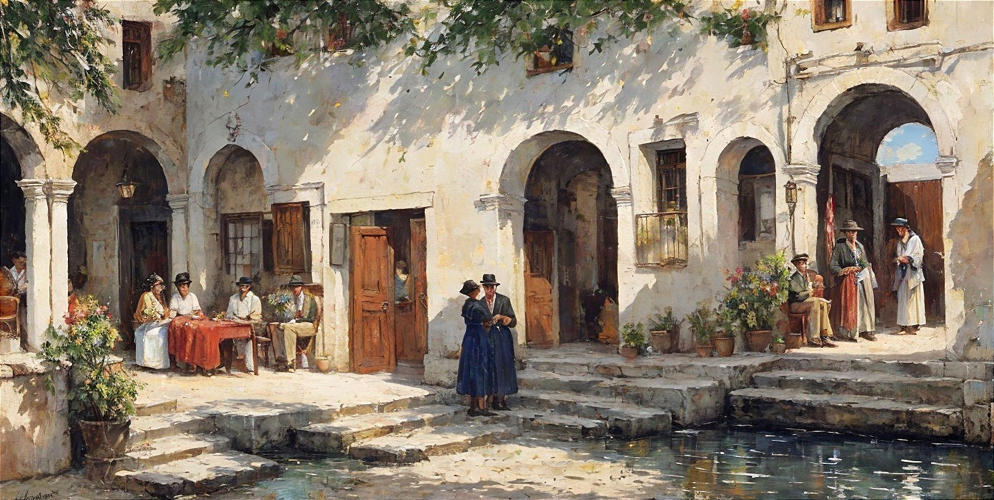 Charming Mediterranean Courtyard with Arches and Light