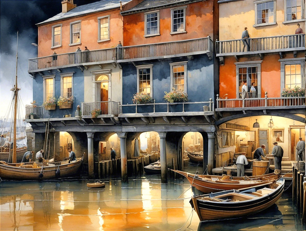 Picturesque Harbor Village with Colorful Buildings