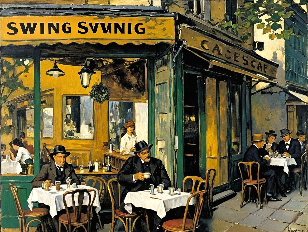 Parisian Café Scene with Elegant Outdoor Dining