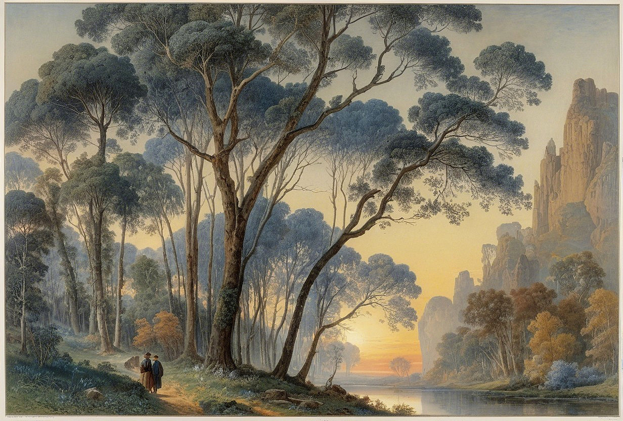 Serene Landscape with Trees and Tranquil River
