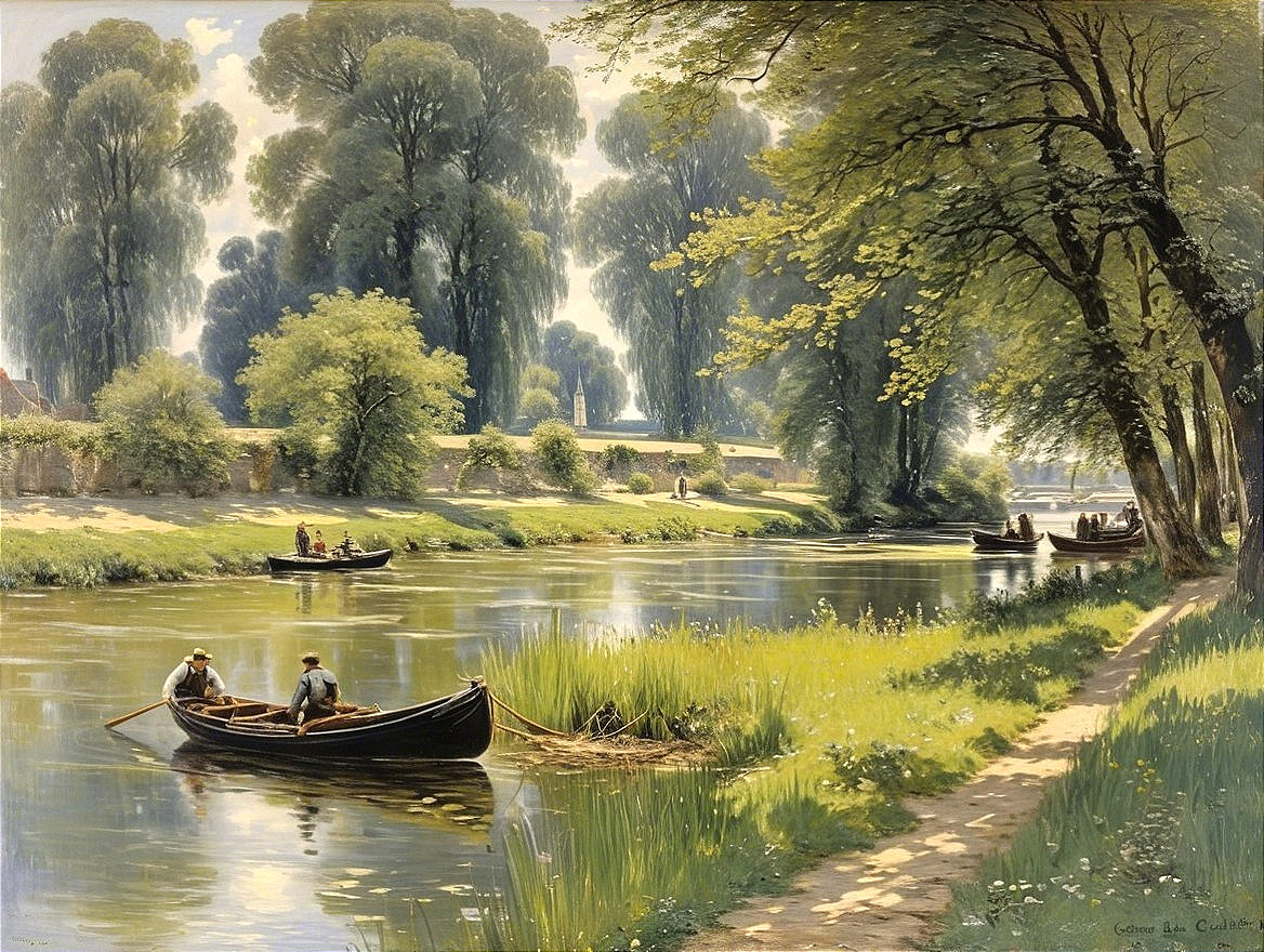 Serene Riverside Scene with Nature and Tranquility
