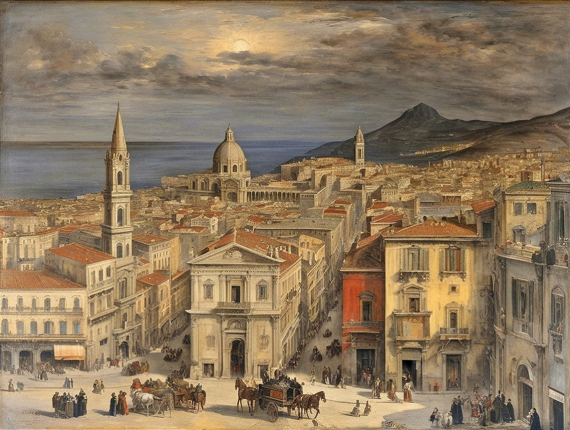 Coastal City Scene with Scenic Landscape and Architecture