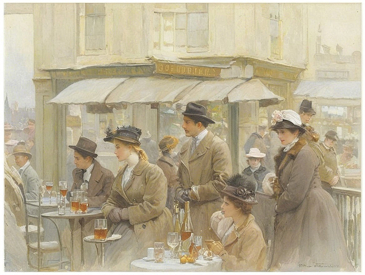 Outdoor Café Scene from the Early 1900s