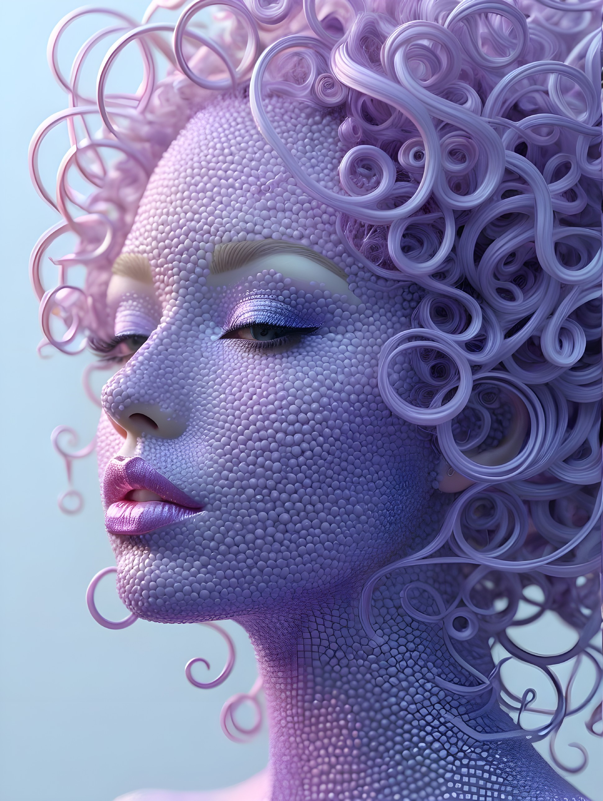 Surreal Digital Artwork of Lilac-Covered Figure