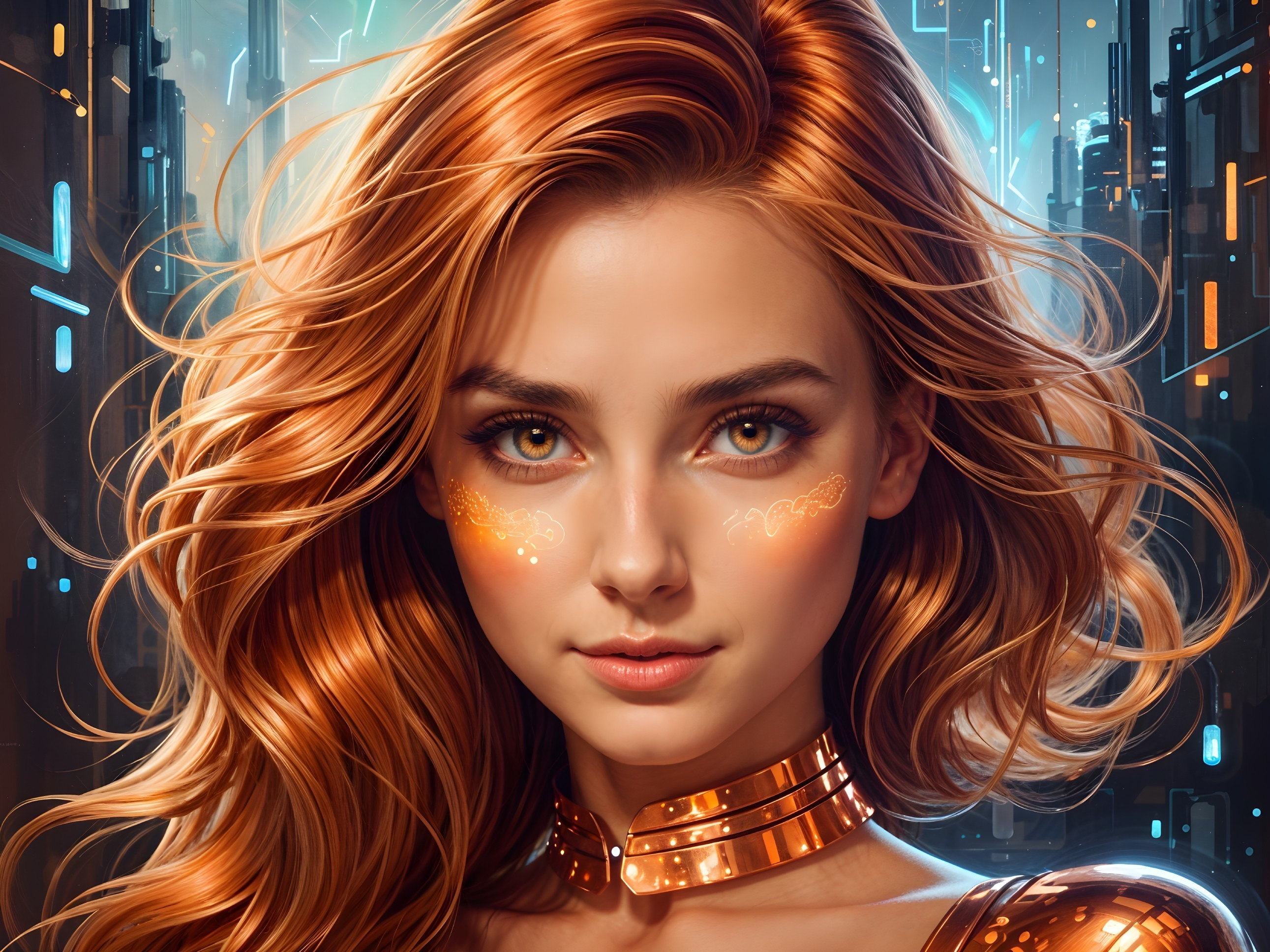 Portrait of a Young Woman in Futuristic Metallic Outfit