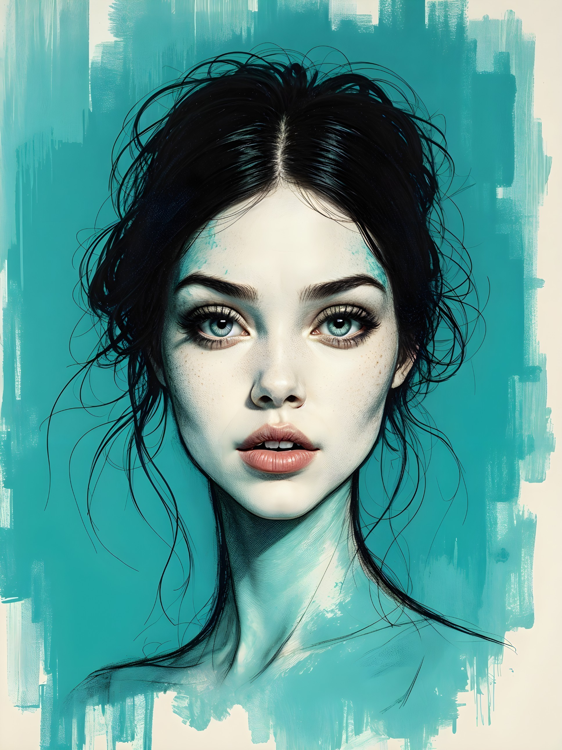 Portrait of a Young Woman with Teal Accents