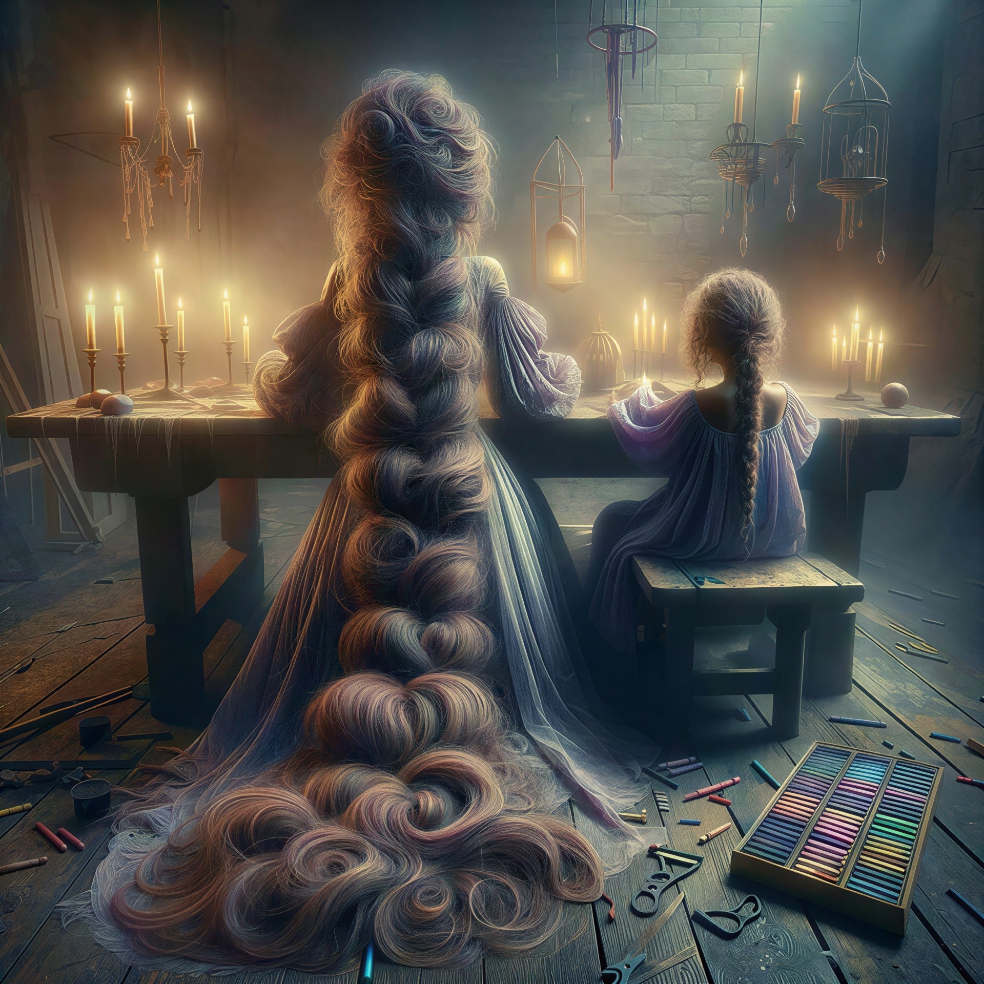 Indoor Scene of Mother and Child with Candles