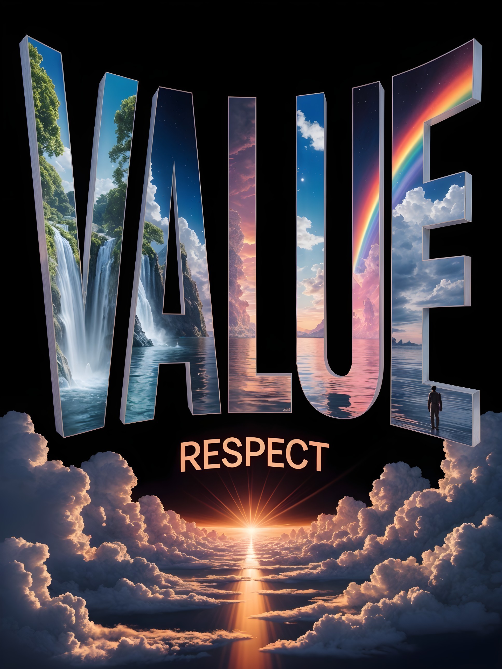 Three-Dimensional Words Depicting Value and Respect