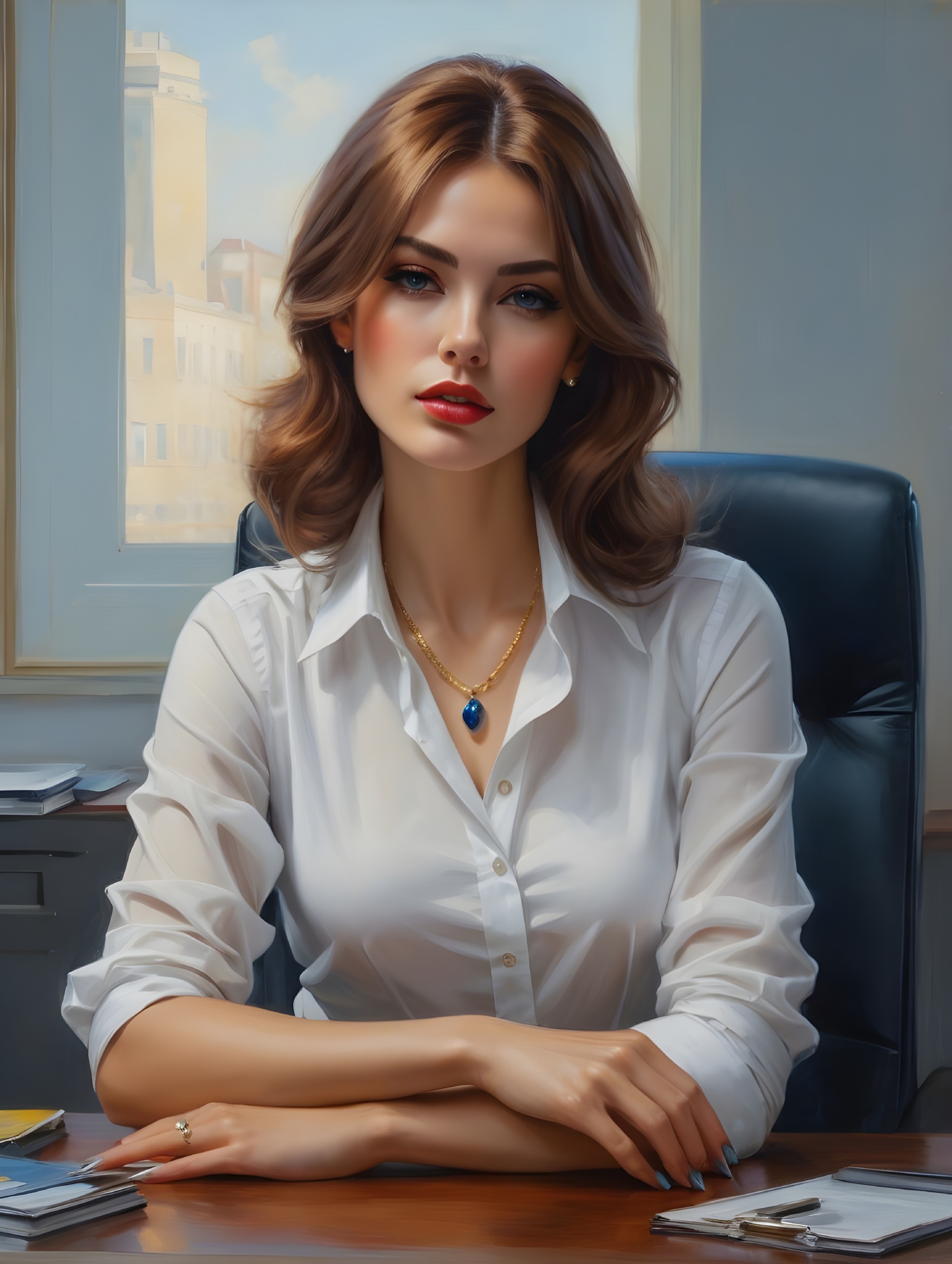 Professional Woman in Office with Natural Light