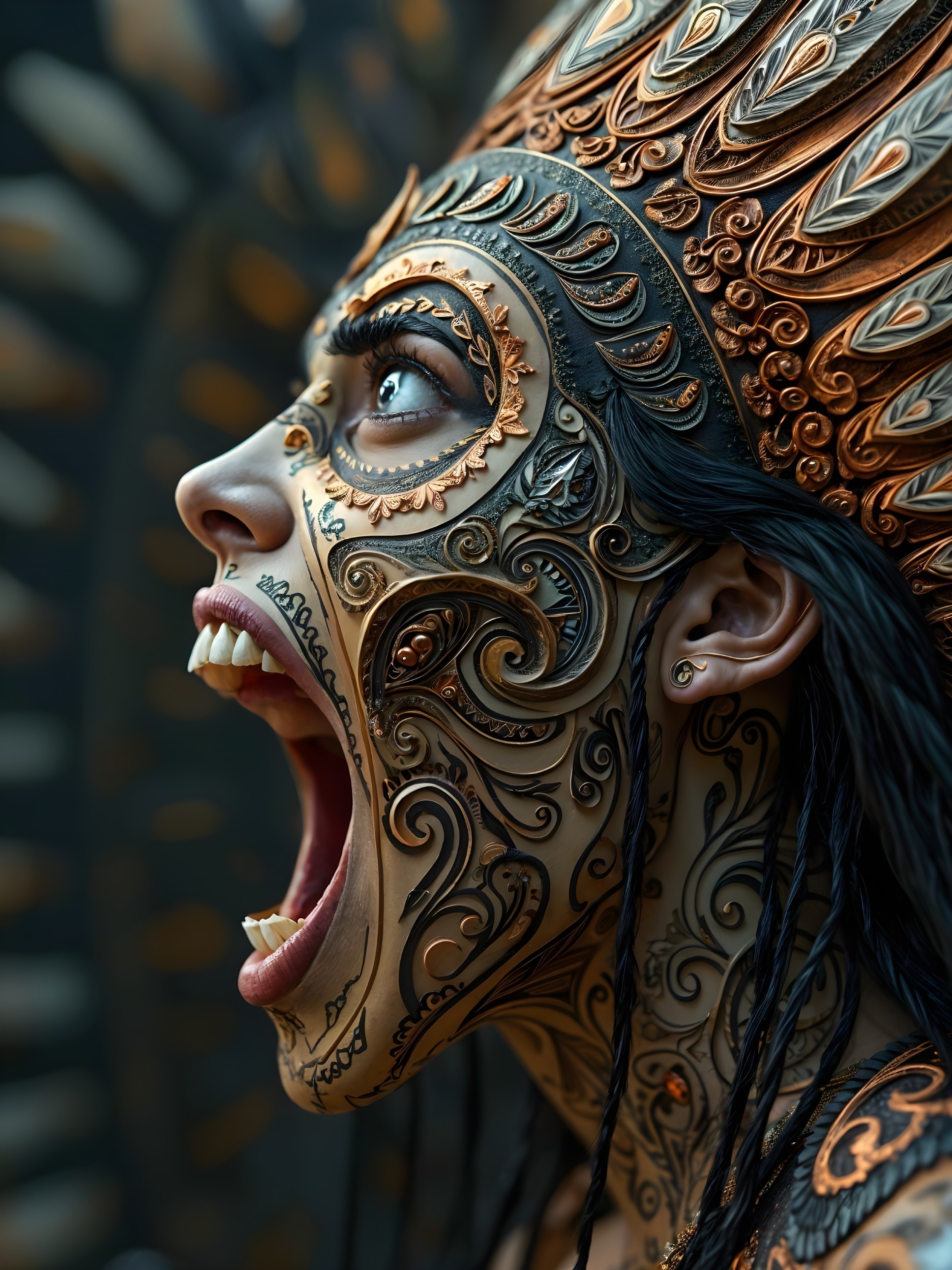 Portrait of a Woman with Intricate Body Art