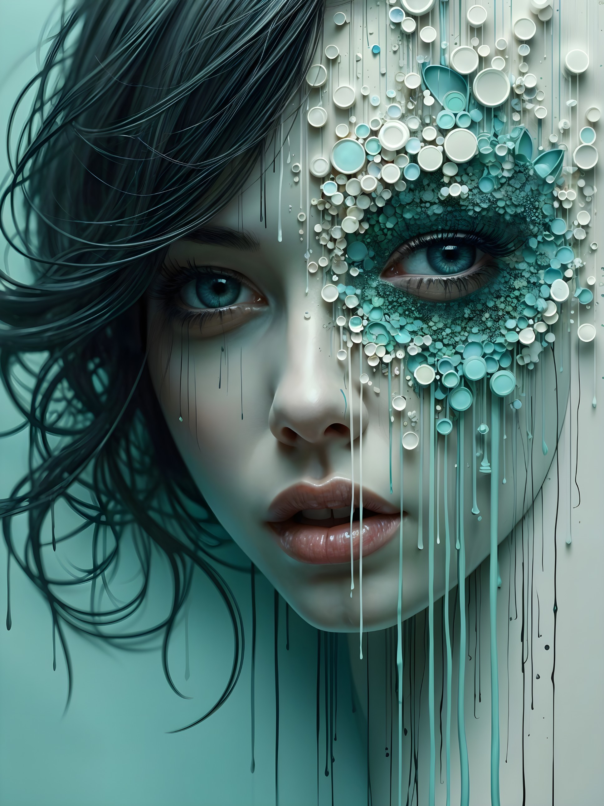 Portrait of a Woman with Abstract Art Elements