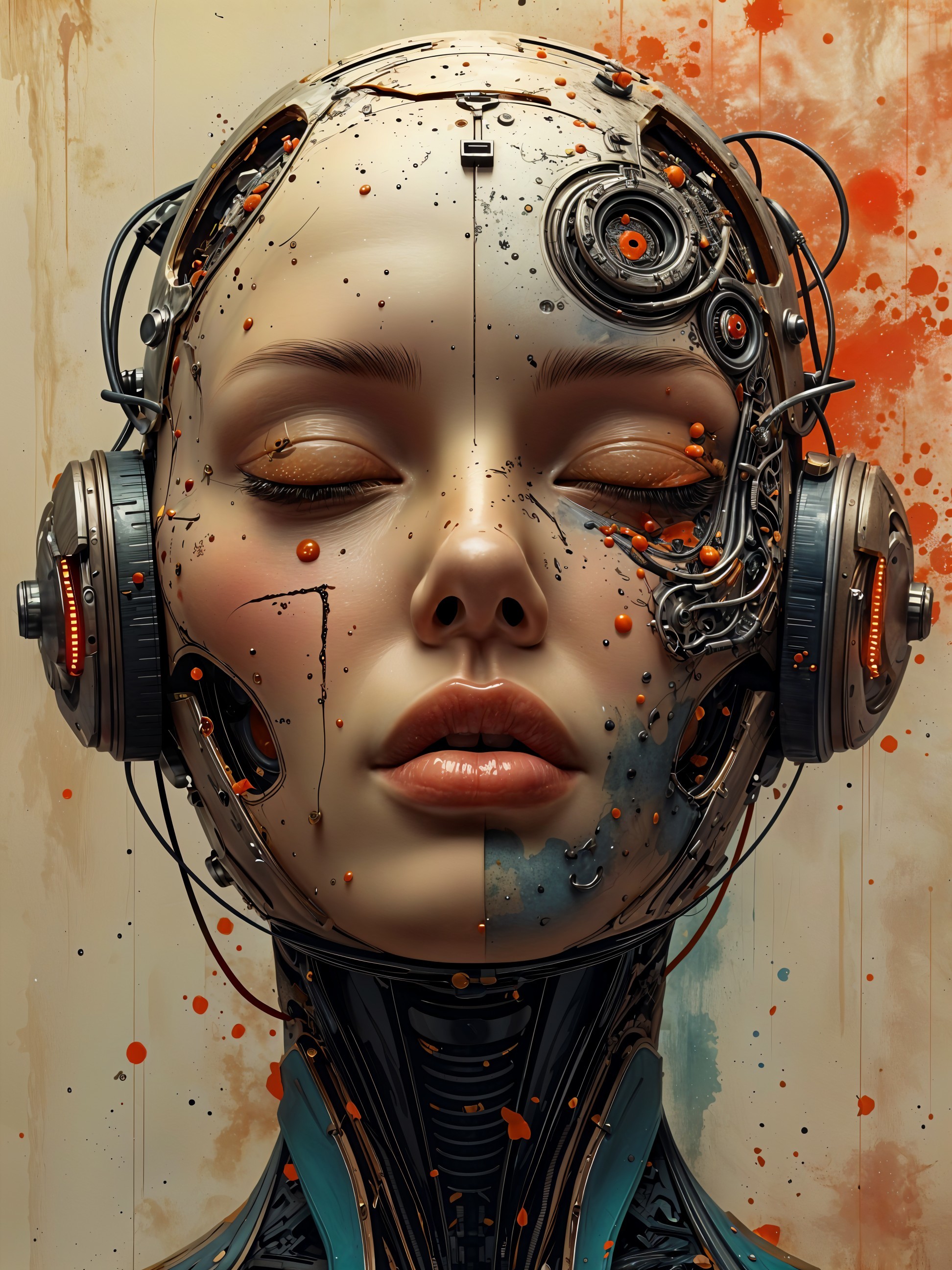 Futuristic Humanoid with Organic and Mechanical Features
