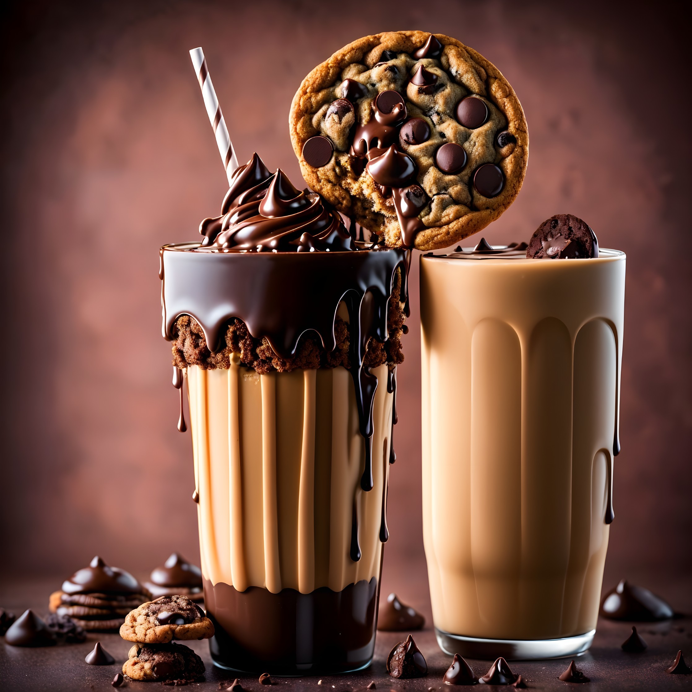 Indulgent Milkshakes with Chocolate and Caramel Toppings