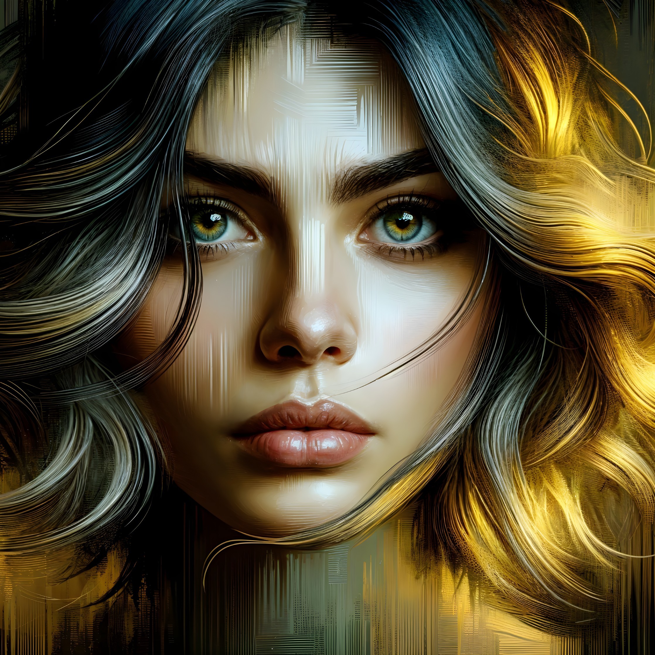 Close-up Portrait of a Young Woman with Wavy Hair