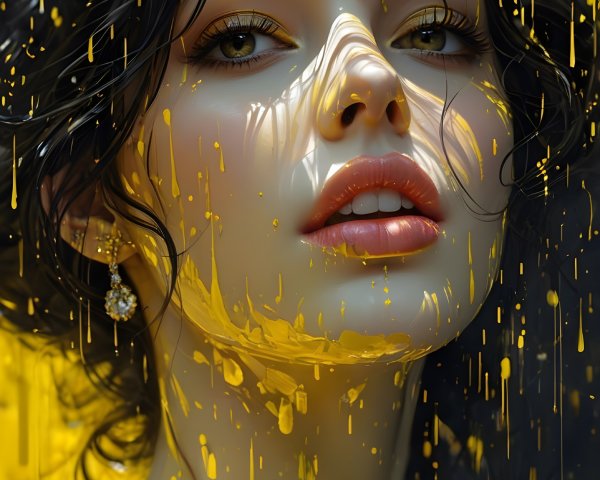 Portrait of a Young Woman with Yellow Paint Details