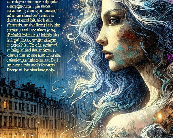 Ethereal Night Scene with Woman Over Cityscape