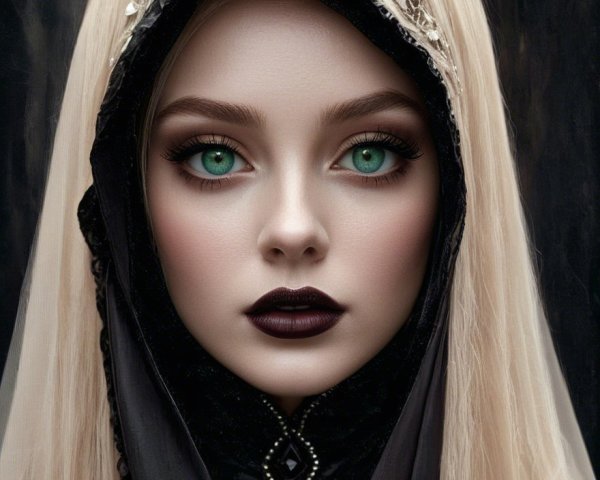 Portrait of a Young Woman with Platinum Hair and Veil