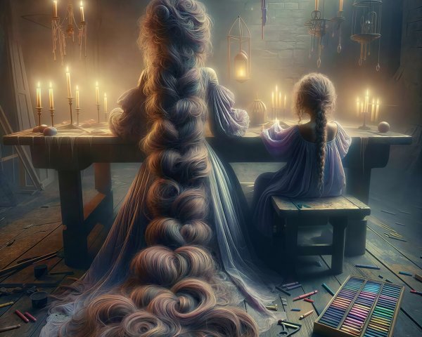 Indoor Scene of Mother and Child with Candles