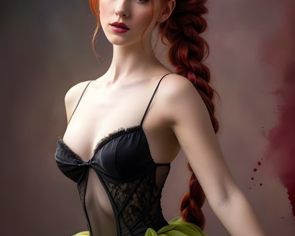 Black Lingerie Bodice and Yellow Tutu Skirt Portrait