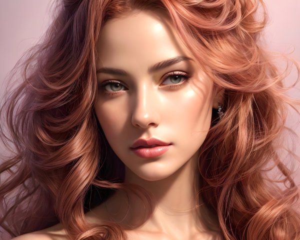 Portrait of a young woman with wavy auburn hair