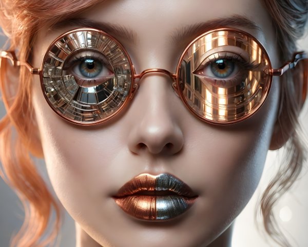 Close-Up Portrait of a Woman in Futuristic Eyewear