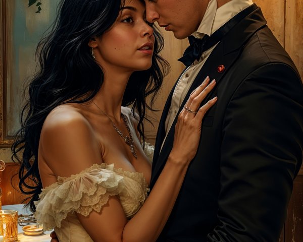 Romantic Scene of Intimacy in an Elegant Room