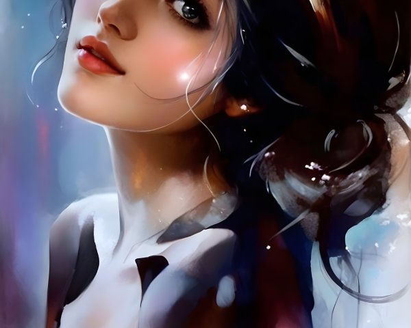 Close-Up Portrait of a Young Woman with Alluring Features