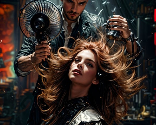 Hairstylist Enhancing Glamorous Hair in Stylish Salon