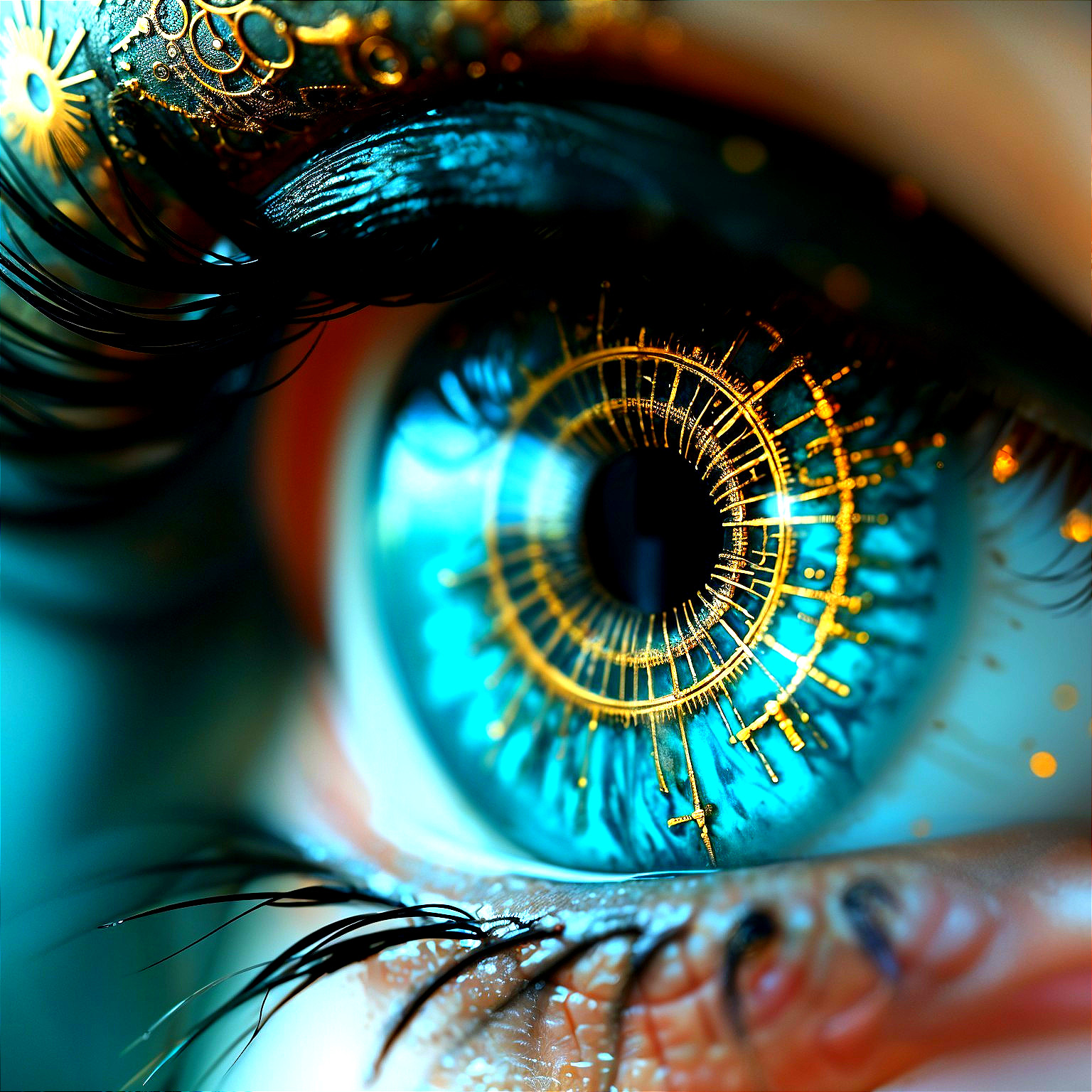 Extreme Close-Up of a Blue and Gold Eye Detail