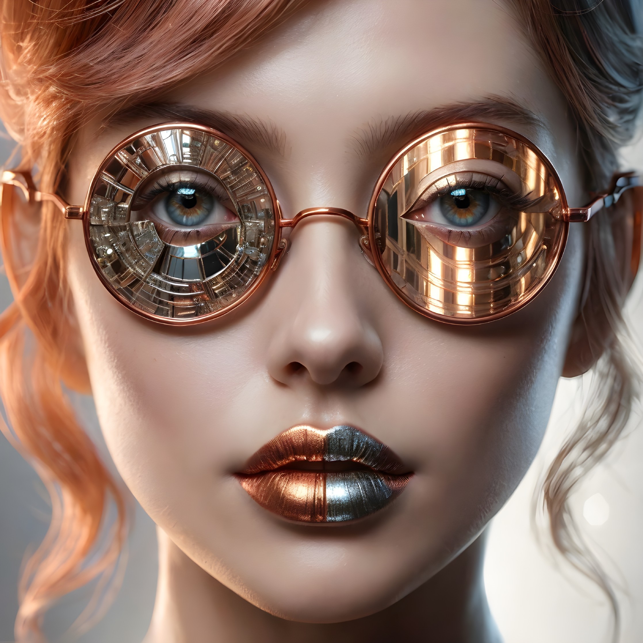 Close-Up Portrait of a Woman in Futuristic Eyewear