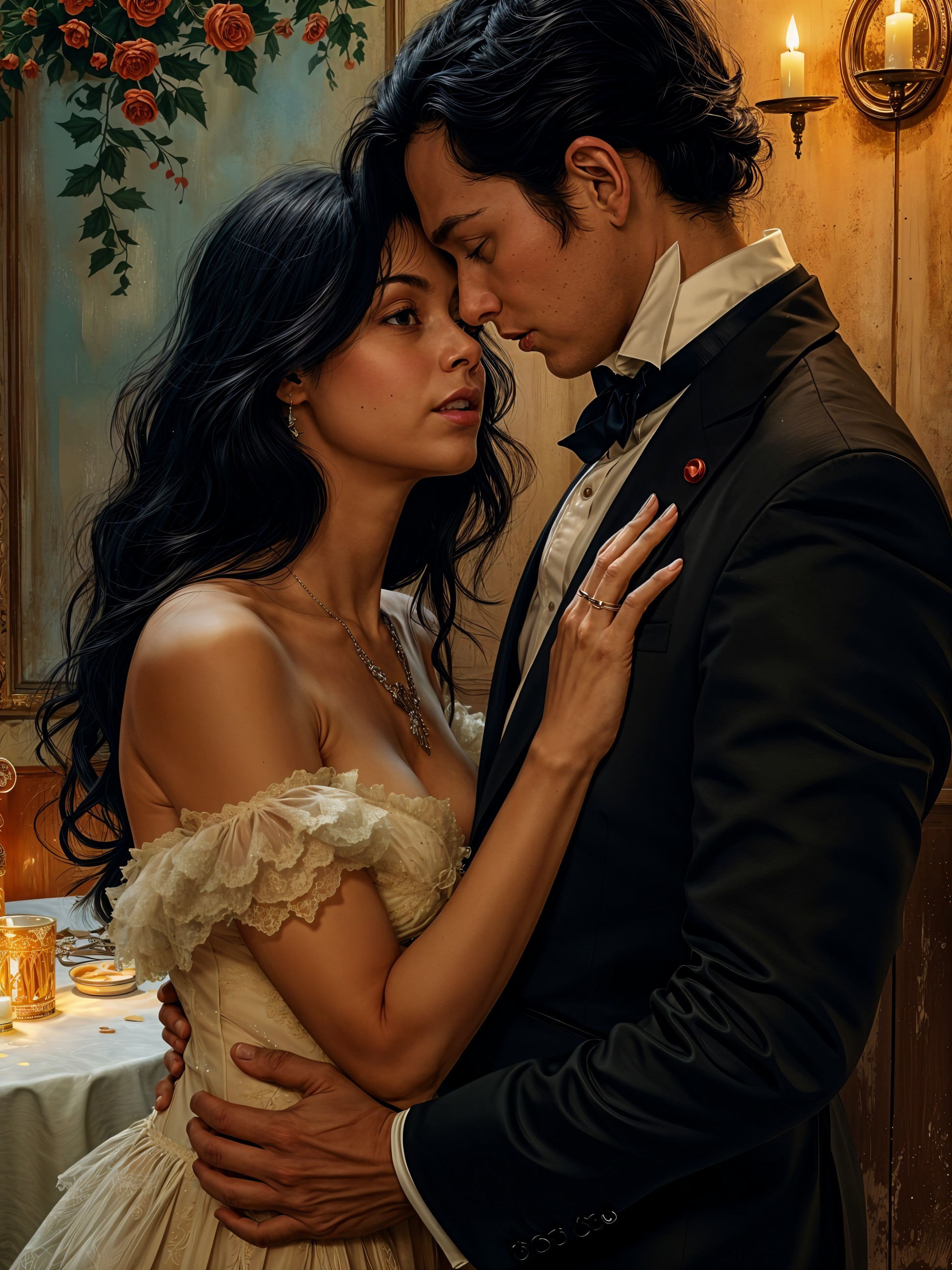 Romantic Scene of Intimacy in an Elegant Room