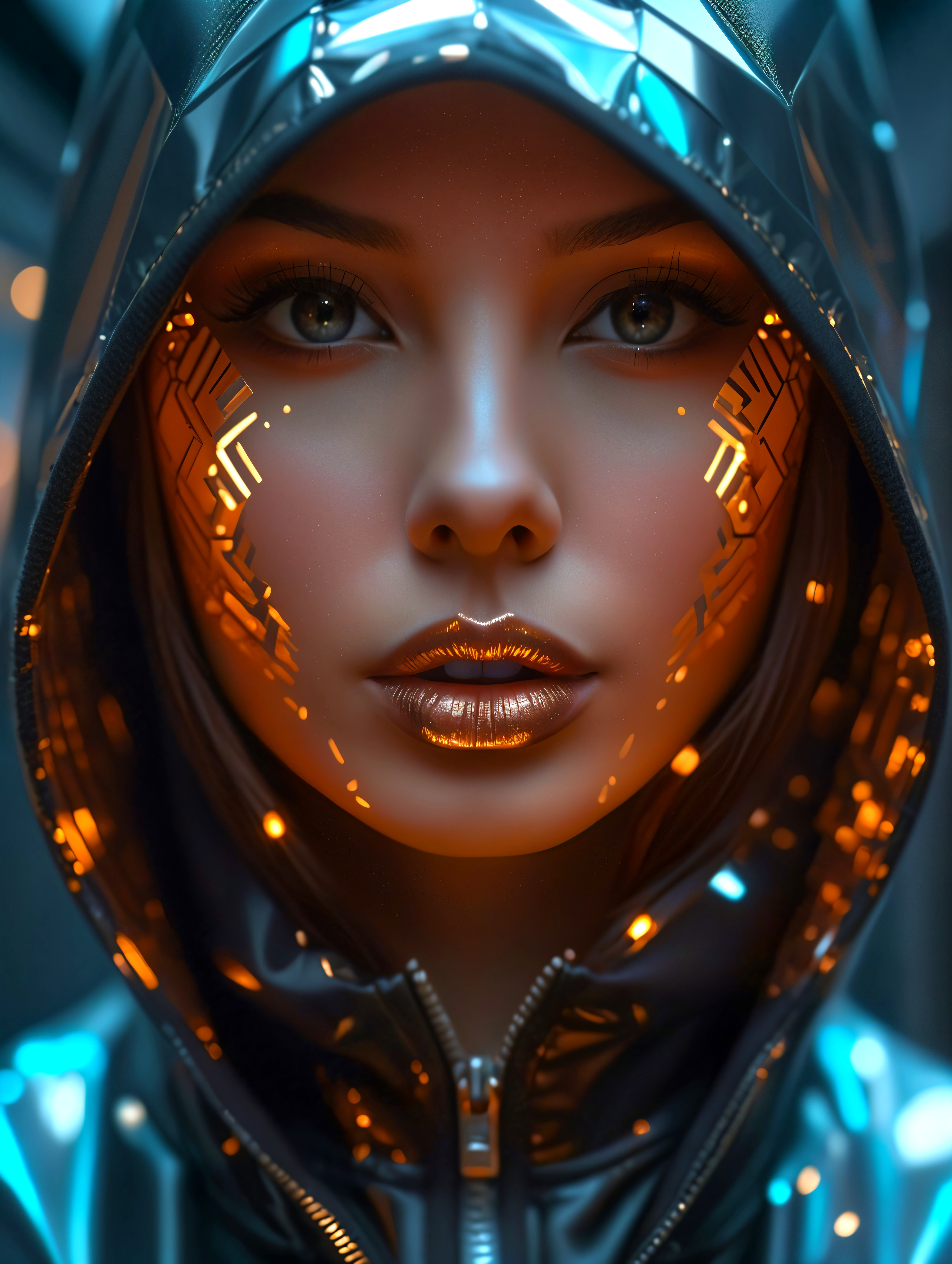 Futuristic Portrait of a Metallic-Hued Individual
