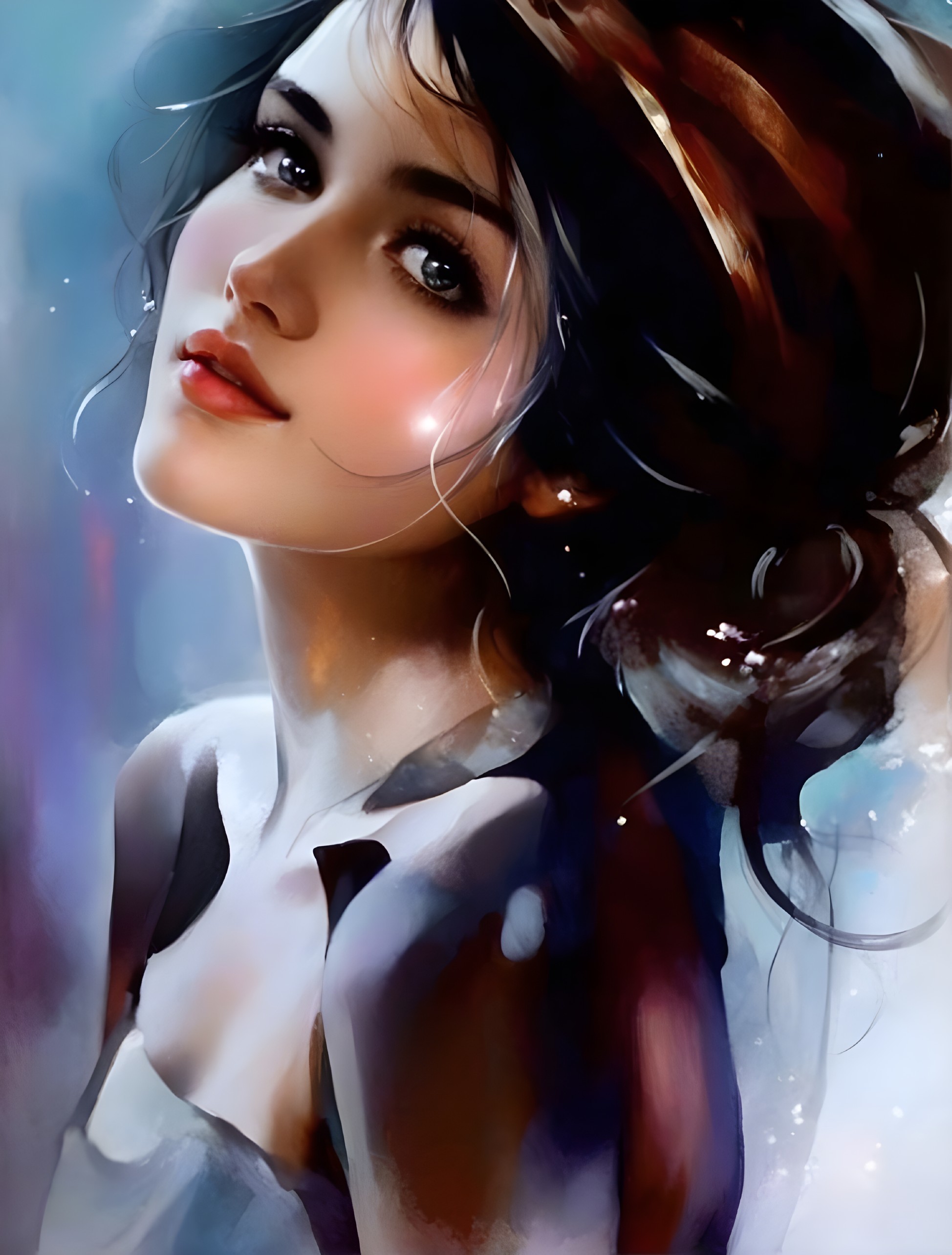 Close-Up Portrait of a Young Woman with Alluring Features