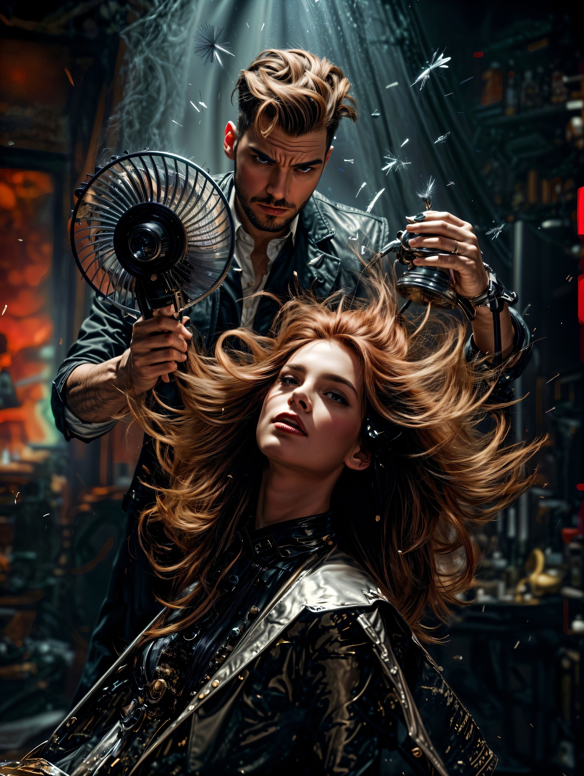 Hairstylist Enhancing Glamorous Hair in Stylish Salon