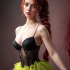 Black Lingerie Bodice and Yellow Tutu Skirt Portrait